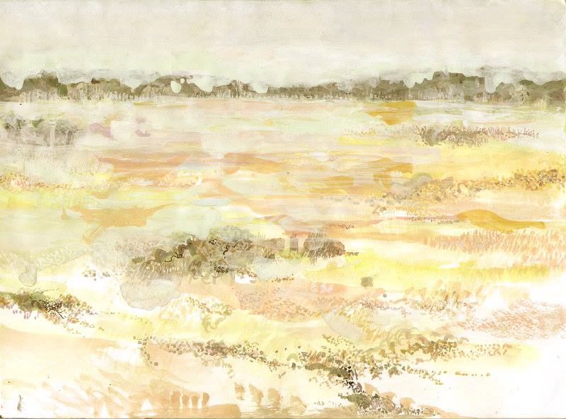 Landscape with pastel colours - painting by Annie le Roux