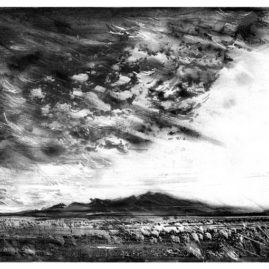 Mixed media landscape art of the Brandberg by Annie le Roux