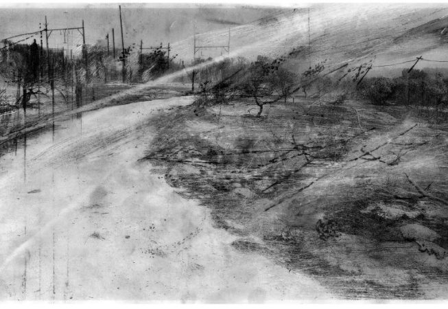 The Road, Charcoal and Ink on paper