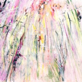 Fine art with pink, green, orange and yellow - light through the grasses