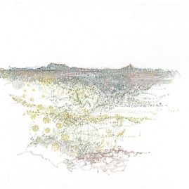 Pointillist landscape of a Karoo landscape by Annie le Roux