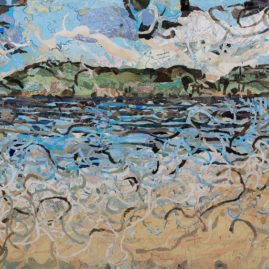 Robberg, Plettenberg bay, collage landscape art created from torn maps