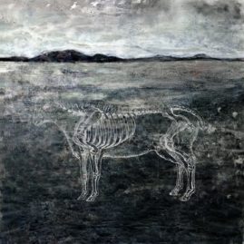 Sheep skeleton on a landscape - fine art by Annie le Roux